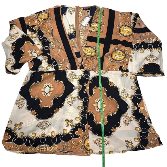 BooHoo Womens Dress Size 20 Multicolor Floral Plunge Neckline Kimono Sleeves - Picture 10 of 14